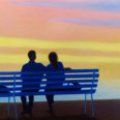 detail-coucher-de-soleil-devant-la-mer-couple-sylvie-bertrand-peintre-painter-nice-promenade-des-anglais-banc-peinture-painting