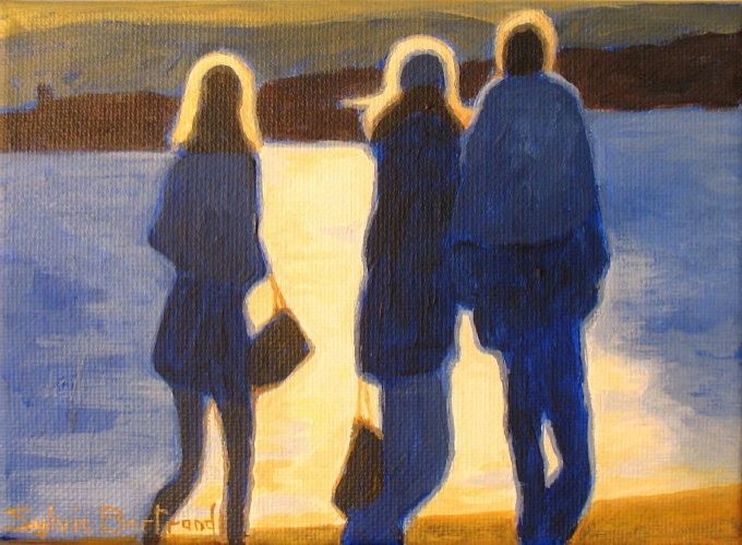 2-silhouettes-promenade-des-anglais-peinture-tableau-sylvie-bertrand-artiste-peintre-vieux-nice-coucher-de-soleil-art-galerie-gallery