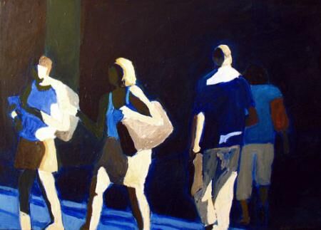 au-coin-de-la-rue-promeneurs-et-rayon-de-lumiere-sylvie-bertrand-peintre-nice